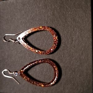 Orange sparkle dangle earrings